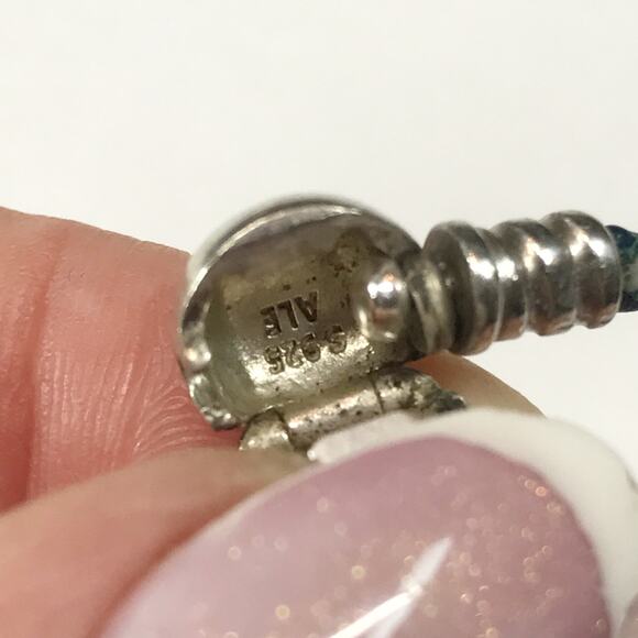 Pandora ALE 925 Sterling Silver Round Clasp Braided Leather Double Bracelet Set - Picture 4 of 9